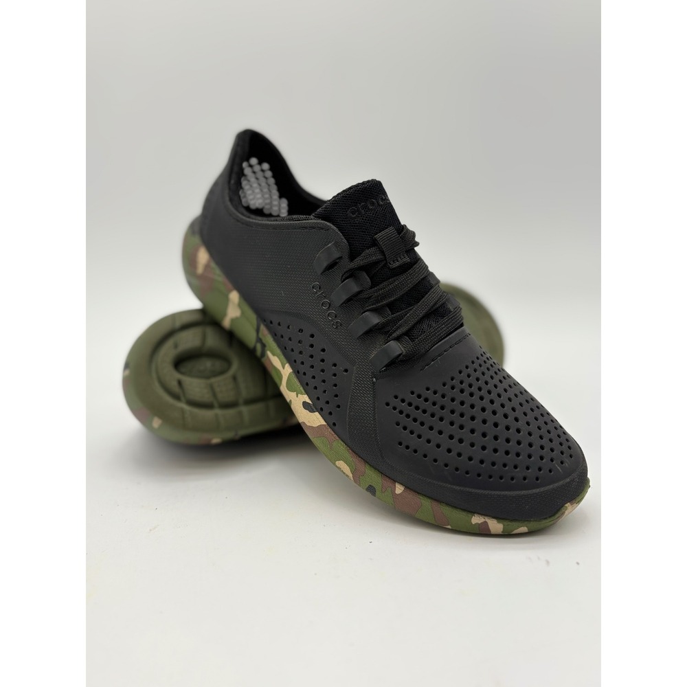 Crocs LiteRide 360 Pacer Black Camo Sneakers Women W10 206494